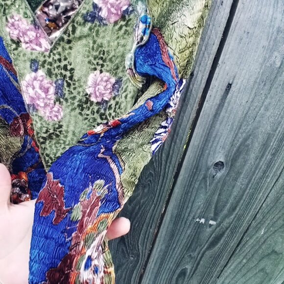 ALBERTO MAKALI Y2K VINTAGE ART TO WEAR COLOR BLOCK PRINT CRINKLE TOP SZ M BOHO - Picture 7 of 11